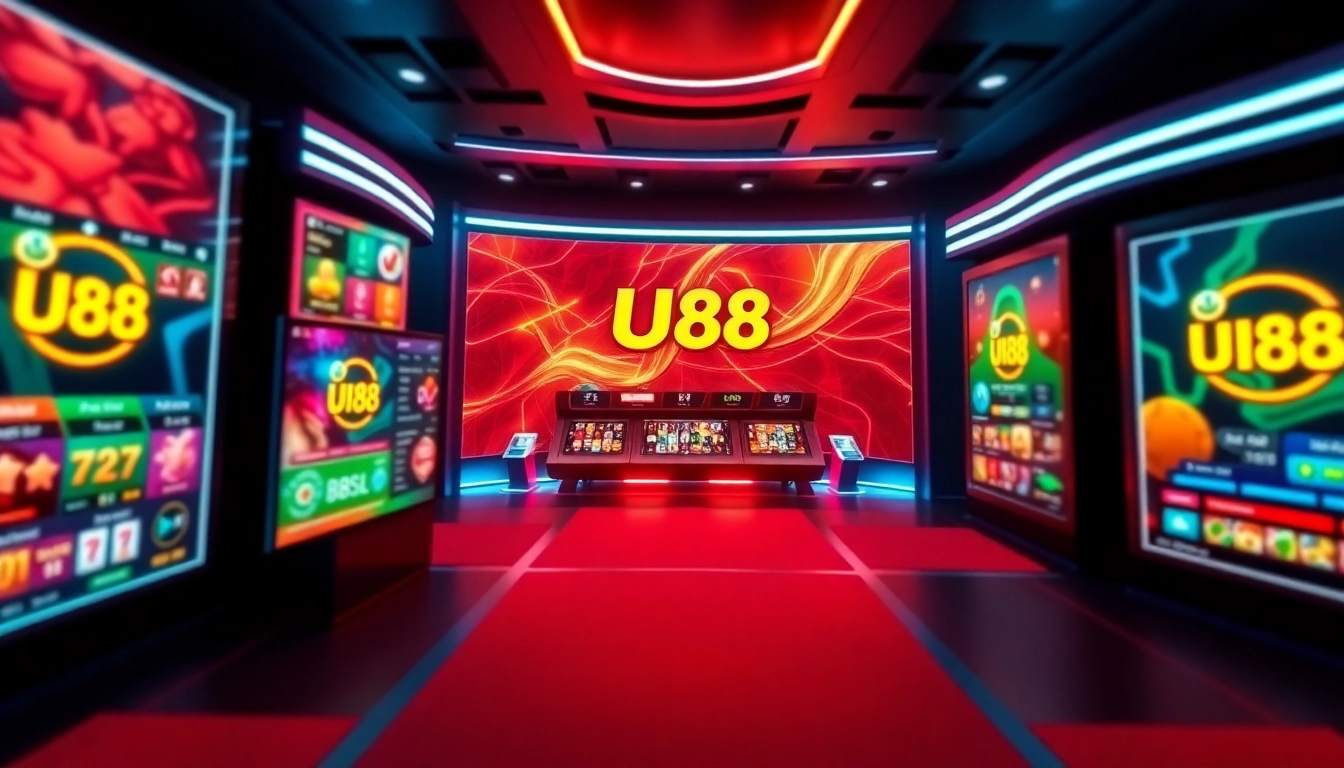 Engaging UU88 online casino platform with vibrant graphics and user-friendly interface, highlighting safety features and gaming options for players.