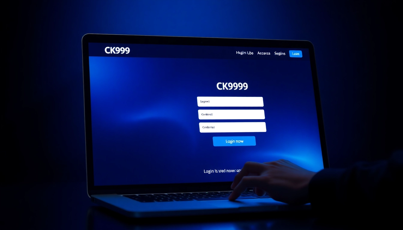 CK999 login page interface illustrating quick and secure access to gaming platform for seamless user experience