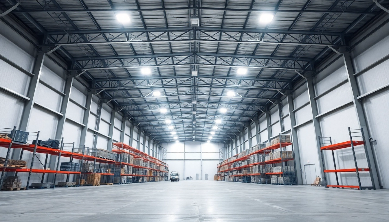Moderne LED-Beleuchtung in einer Industriehalle