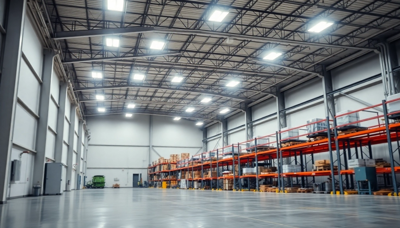 Moderne LED-Beleuchtung in einer Industriehalle