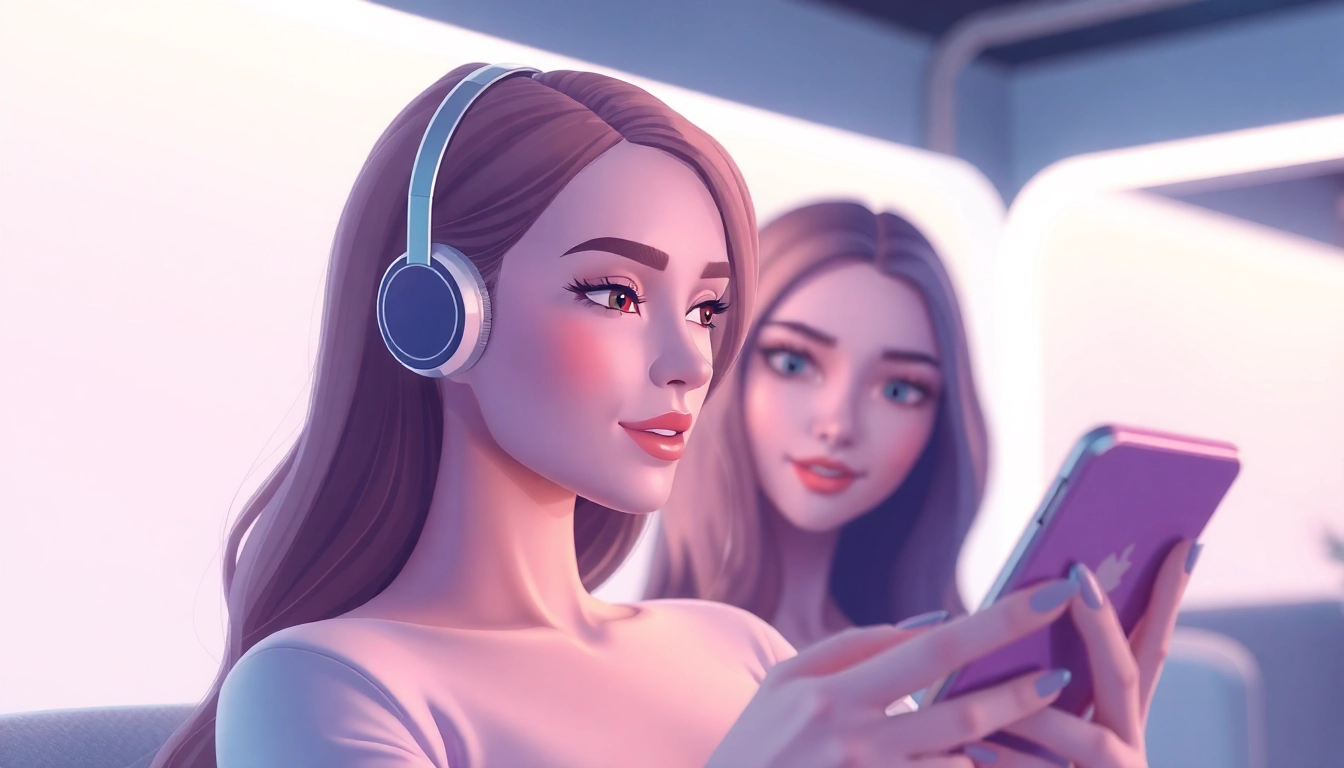 Ai girlfriend engaging in a personalized chat on a smartphone, illustrating digital companionship and modern AI interaction for users seeking virtual love.