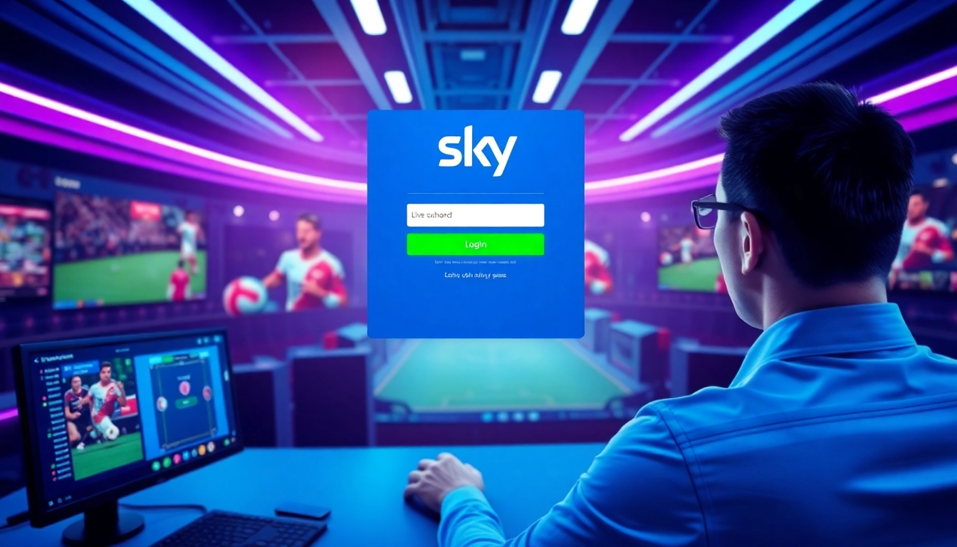 Close-up of a user performing Sky exchange login on a responsive device with live casino and sports betting visuals, emphasizing secure access to online gaming platforms with engaging graphics and modern interface.