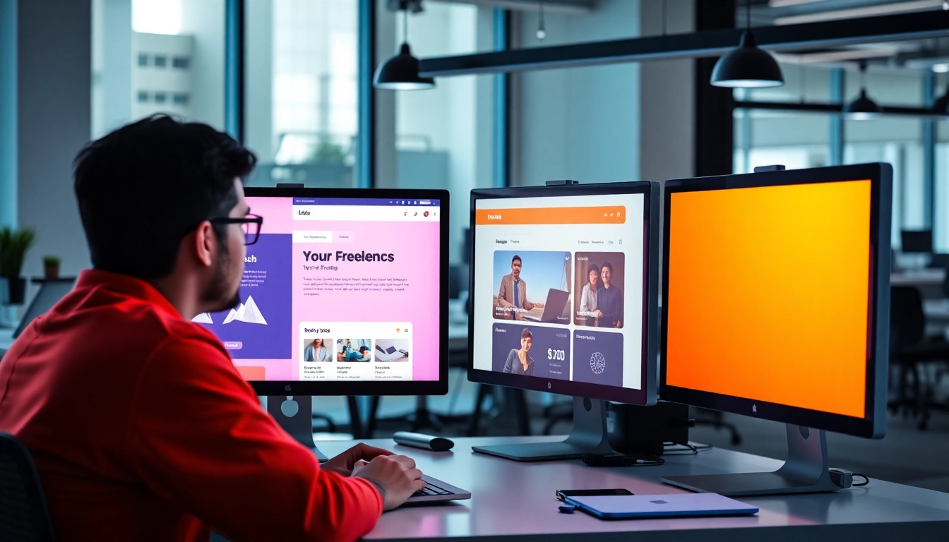 Website interface showcasing aggregated job offers with freelancers browsing on digital devices