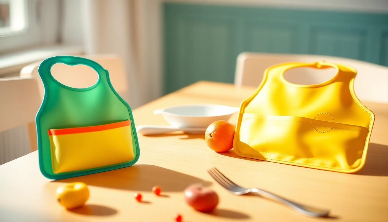 Elegant Silicone Bibs with Pockets for Kids for Easy Mealtime Management