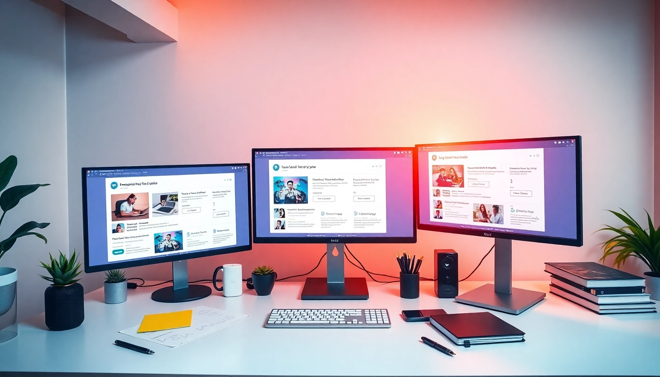 Professional freelancer reviewing aggregated job offers on multiple screens for project
