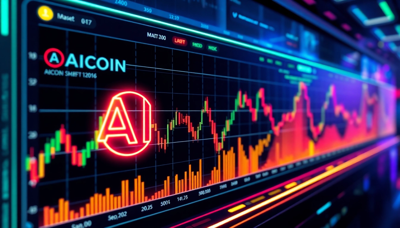 Aicoin financial platform showcasing real-time data analysis and market charts with modern