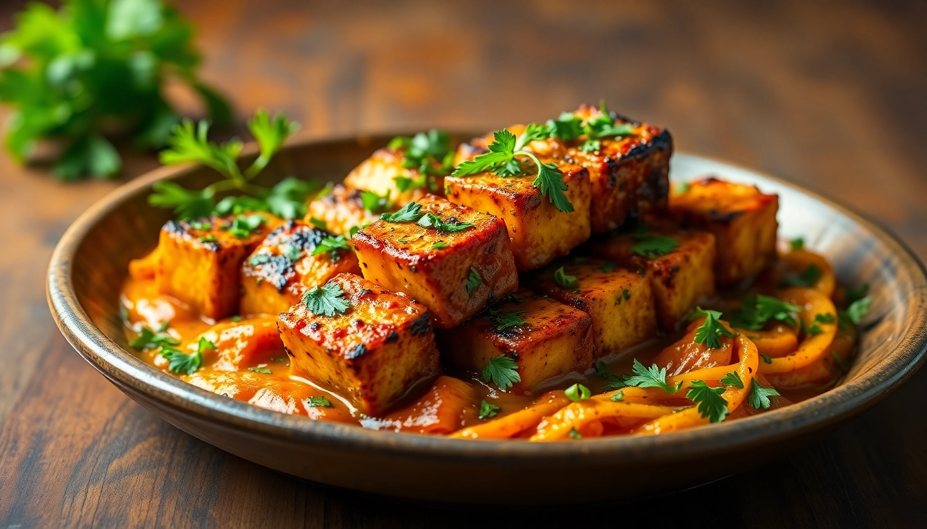 An appetizing Ready to Eat Paneer Tikka Lababdar served on a plate with fresh herbs,