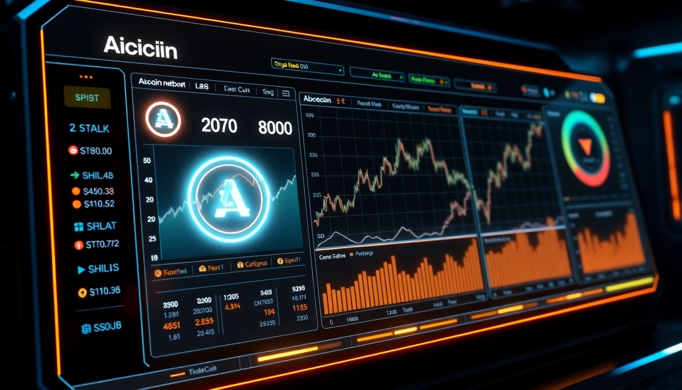 Professional financial analyst reviewing aicoin metrics on digital dashboard for market insights